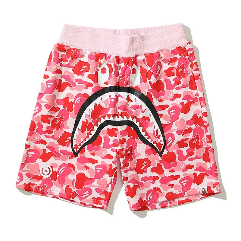 BAPE Pink Camouflage Shark Mouth Pattern Shorts