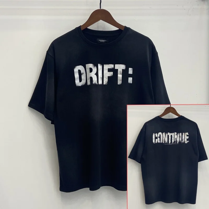 DRIFT Black Short - Sleeve T - Shirt with "DRIFT:" Front & "CONTINUE" Back Print