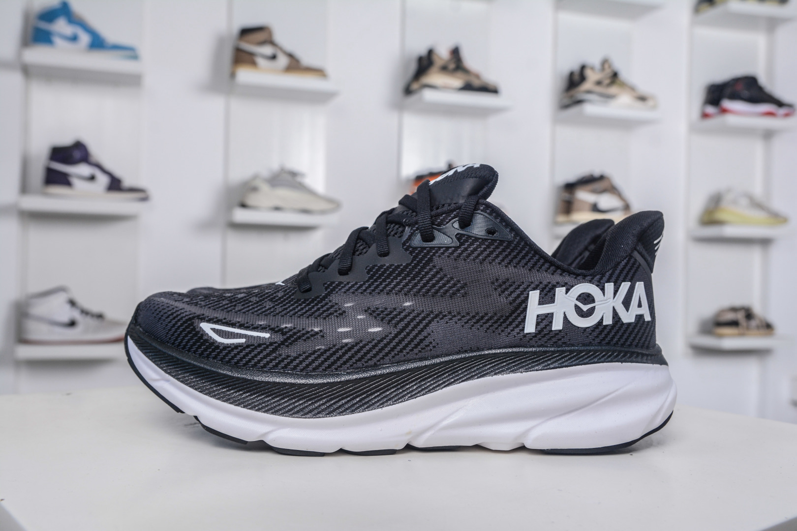 Hoka Black and White Running Shoe
