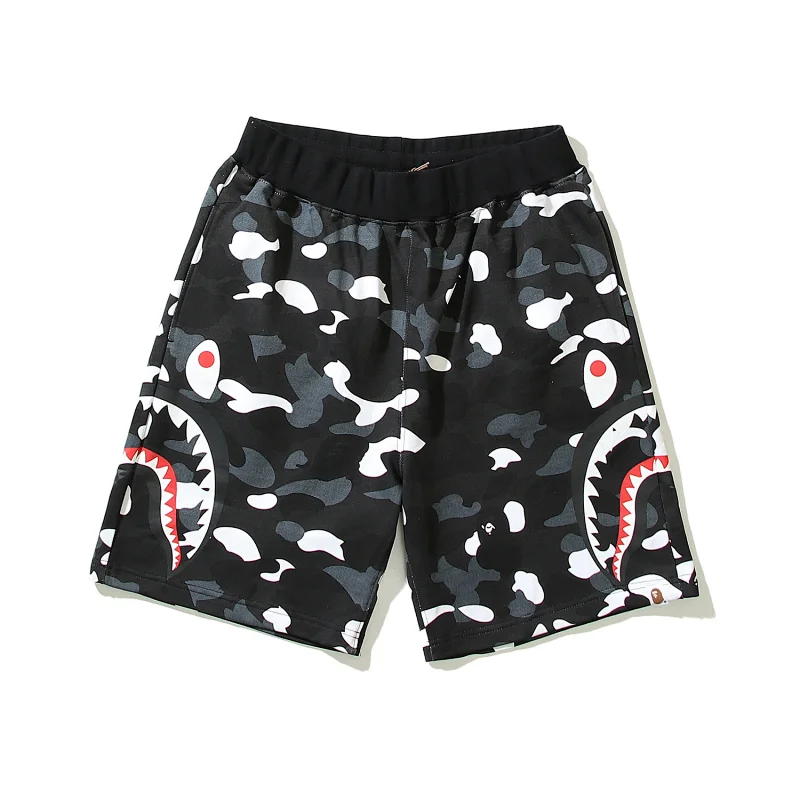 BAPE Black Camouflage Shark Teeth & Eyes Design Shorts