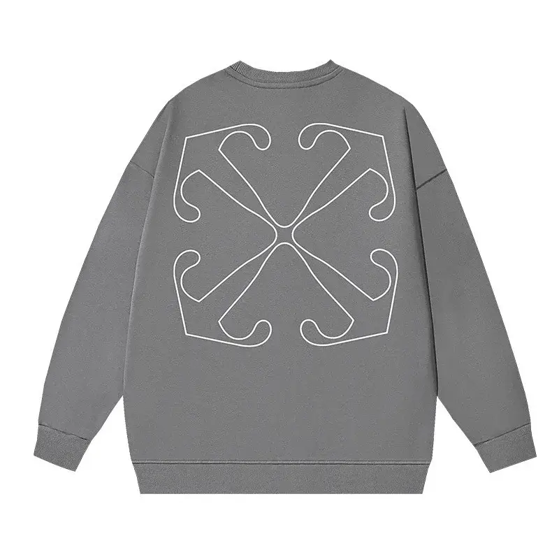 OFF-WHITE Gray Crewneck with White Line Back Pattern