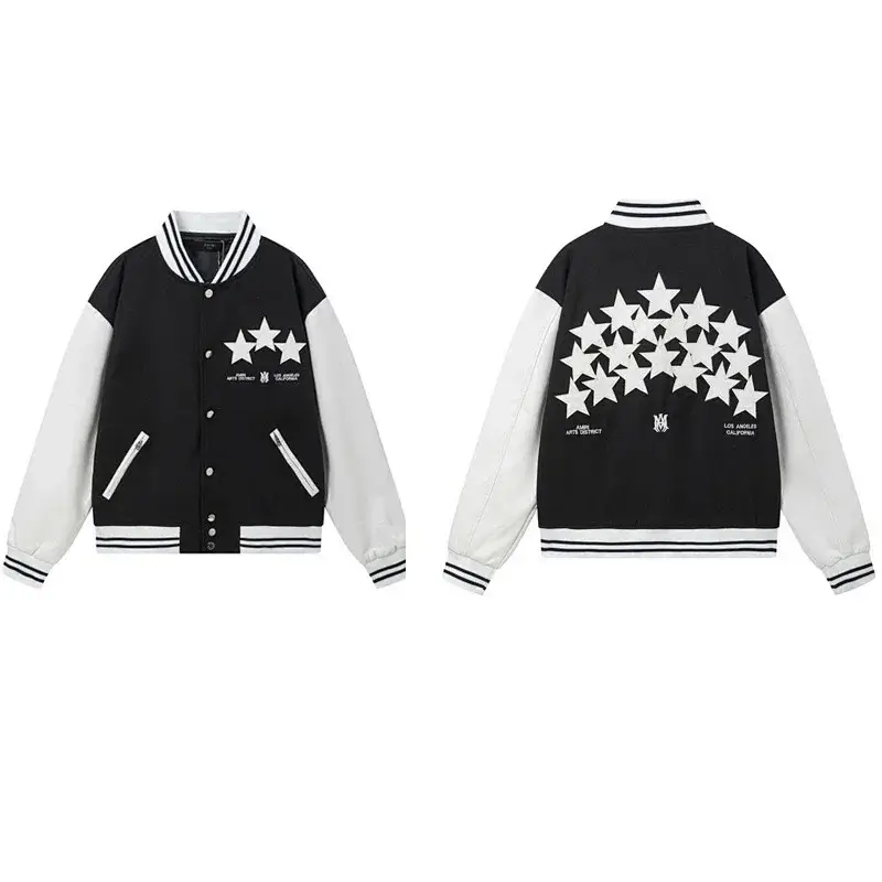 Amiri Black White Star Varsity Jacket