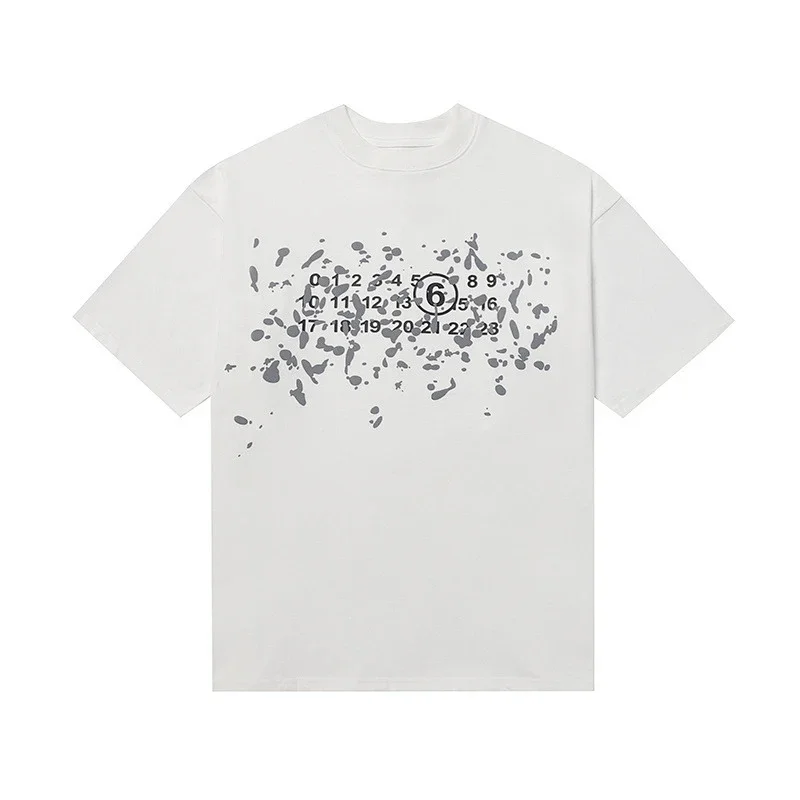 MM6 White Splatter Number 6 Graphic T - Shirt