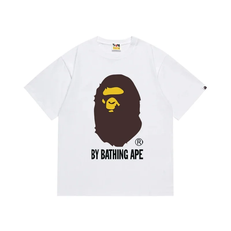 BAPE White T - Shirt with Ape Head Logo and "BY BATHING APE" Text
