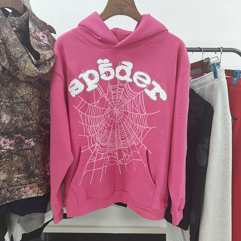 Sp5der Pink Spider Web Graphic Hoodie
