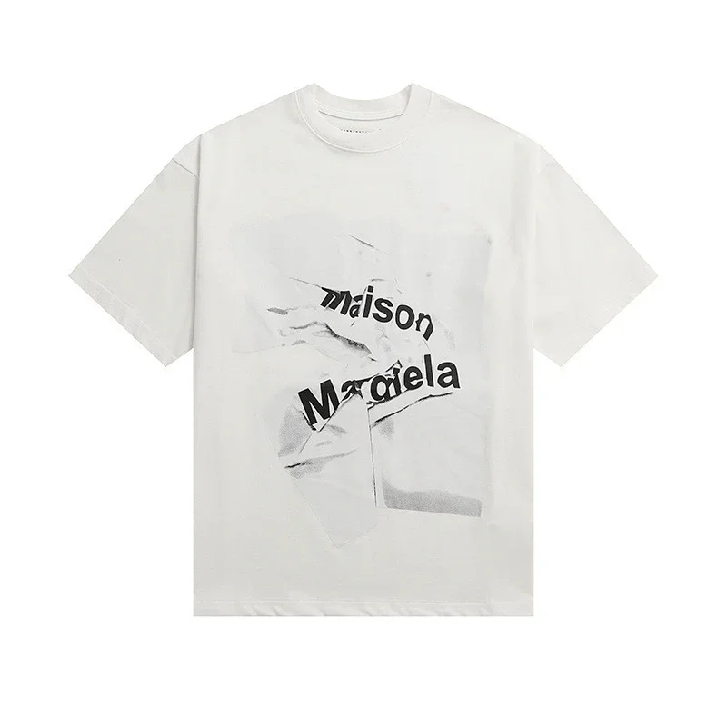 Maison Margiela White Oversized T - Shirt with Printed Logo