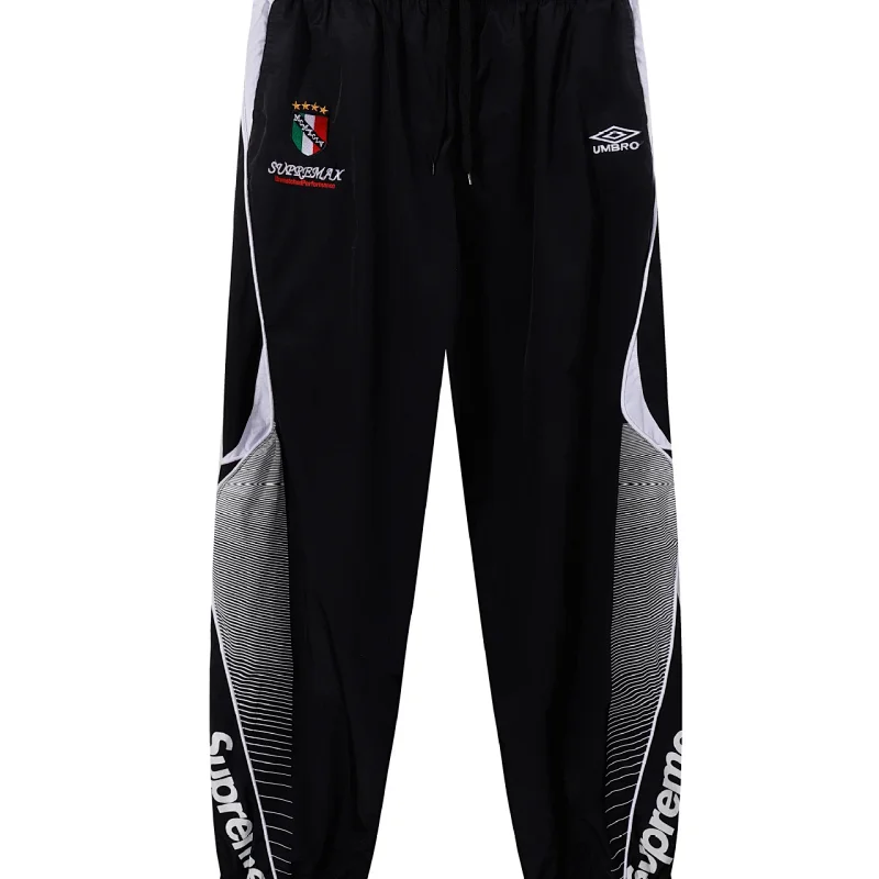 Supreme Black Track Pants with Umbro Logo & Supreme Branding