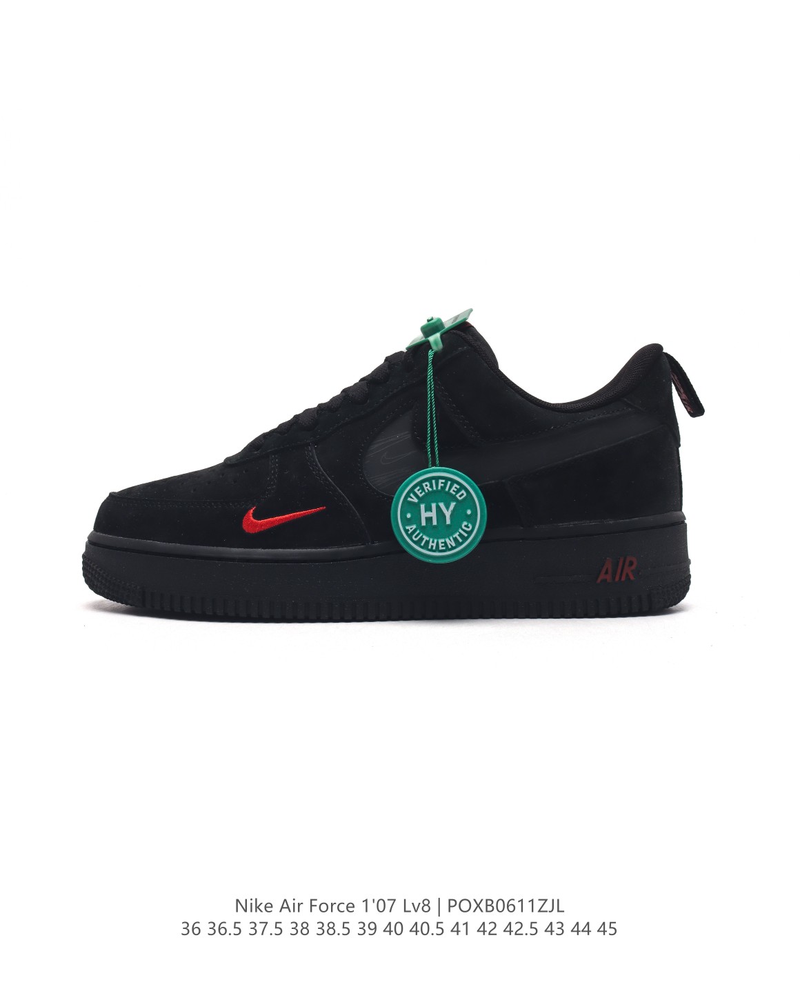 Nike Air Force 1 '07 Lv8 Black Red Casual Sneakers