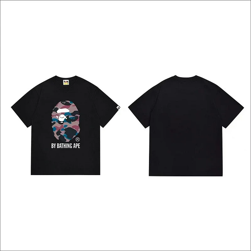 Bathing Ape Black T - Shirt with Camouflage Ape Head & "BY BATHING APE"