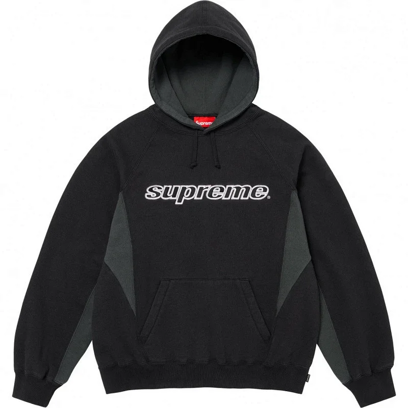 Supreme Black Paneled Hooded Sweatshirt