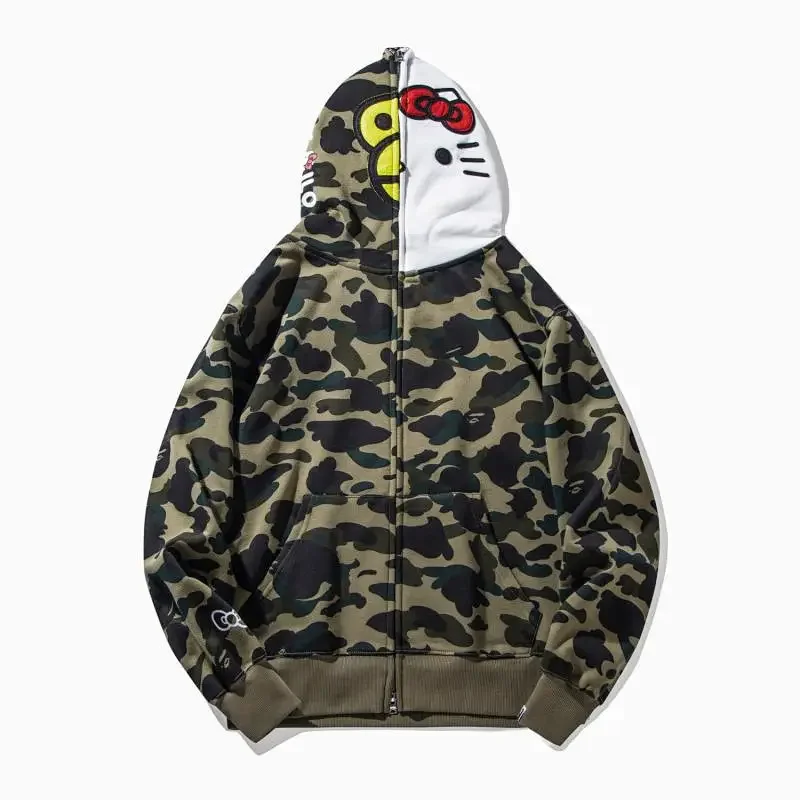 BAPE x Hello Kitty Camo Green Zip - Up Hoodie