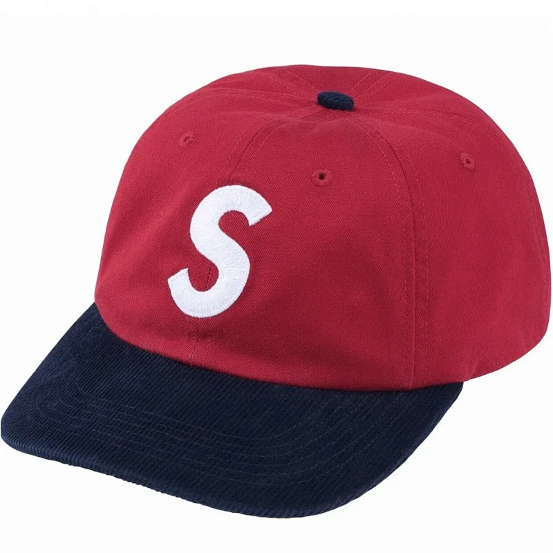 Supreme Red & Navy Corduroy Embroidered Brim Cap