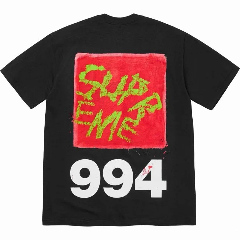 Supreme Black T - Shirt with Red Square, Green Graffiti "Supreme" & White "994"
