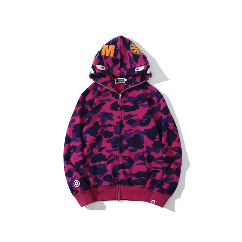 Bape Pink Purple Camo Shark Hoodie Full Zip Jacket (Target, M & Ape Head Logos)