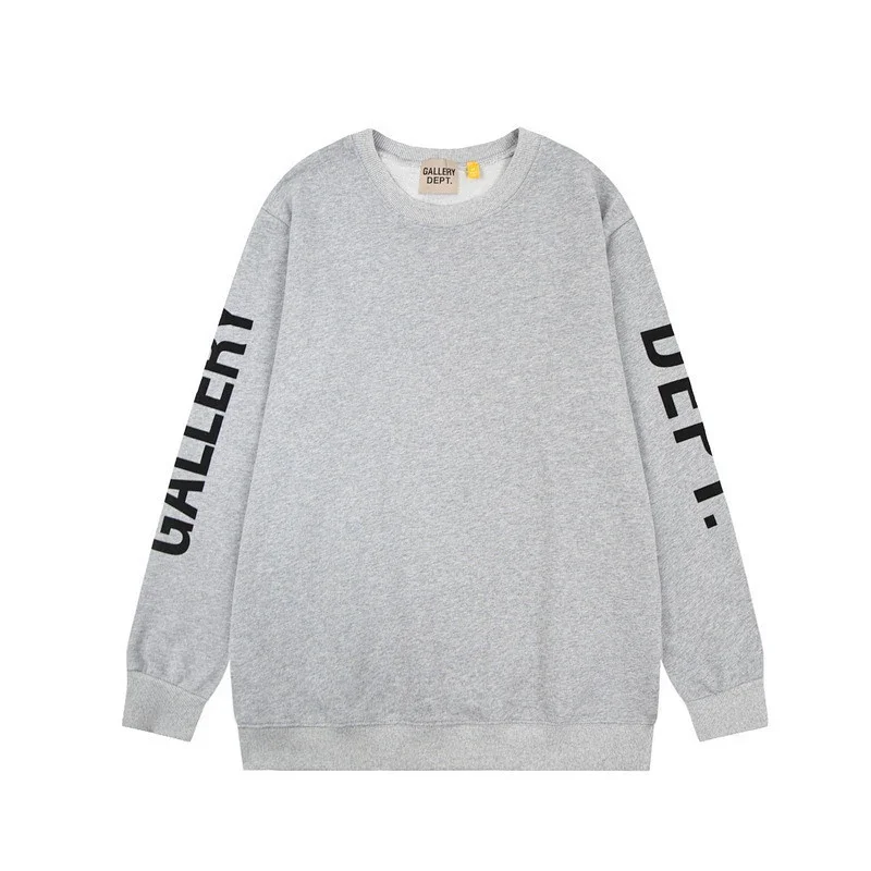 GALLERY DEPT. Gray Crewneck Sweatshirt with Sleeve Brand Print