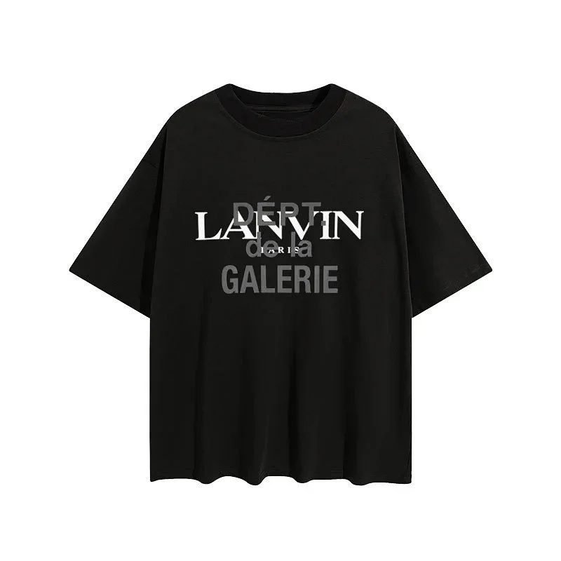 LANVIN Black Oversized Graphic - Printed Short - Sleeve T - Shirt
