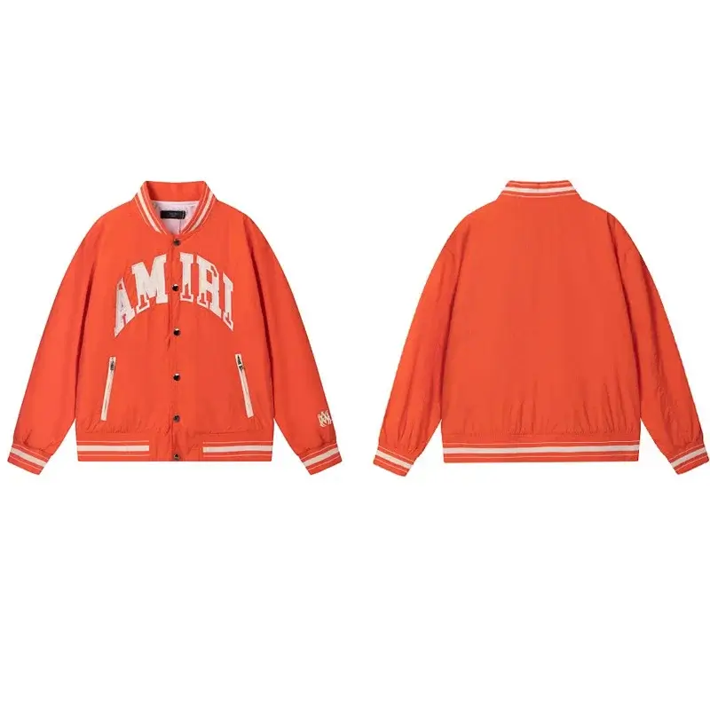 AMIRI Orange Baseball Jacket with Letter Print