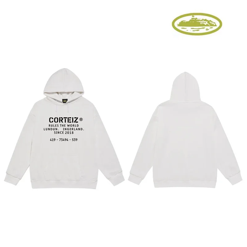 Corteiz White Hoodie with Front Text Print