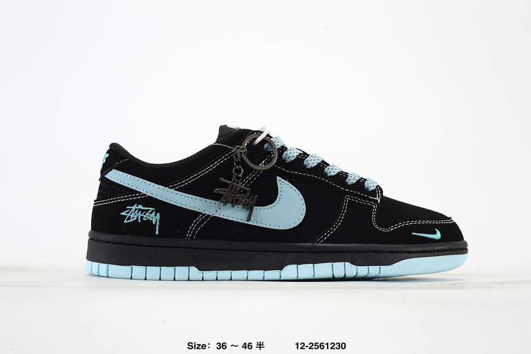 Nike x Stüssy Dunk Low Black Light Blue Sneakers