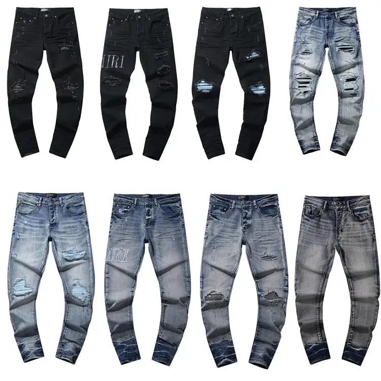 AMIRI Ripped Patched Vintage Jeans in Black & Blue