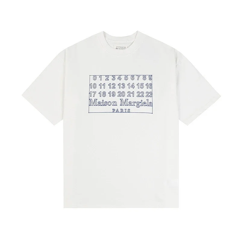 Maison Margiela White T - Shirt Printed with Numbers 0 - 23, Brand Name and "PARIS"