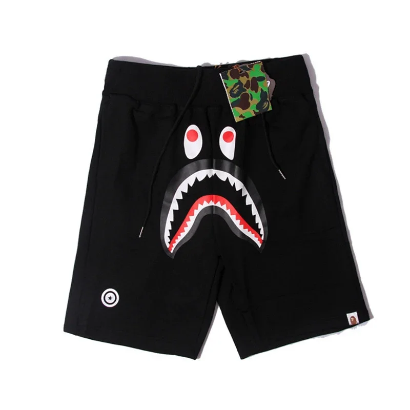 BAPE Black Shark Mouth & Eye Design Drawstring Shorts