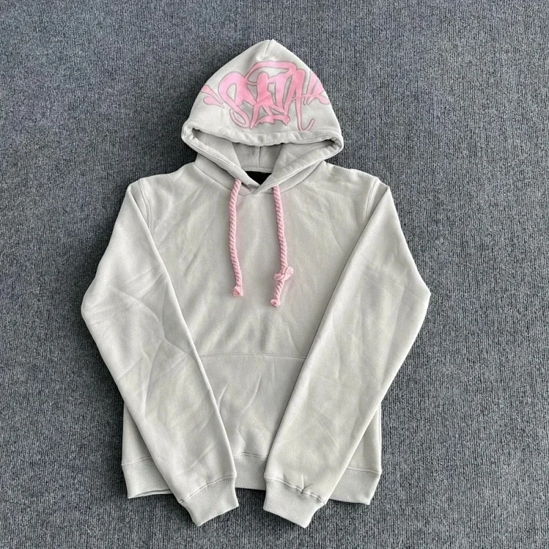 SYNA Light Gray Hoodie with Pink Graffiti