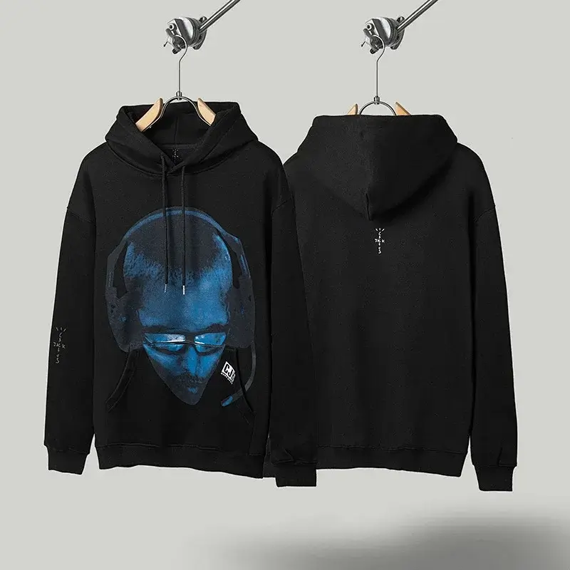 Travis Scott Black Hoodie with Blue Graphic