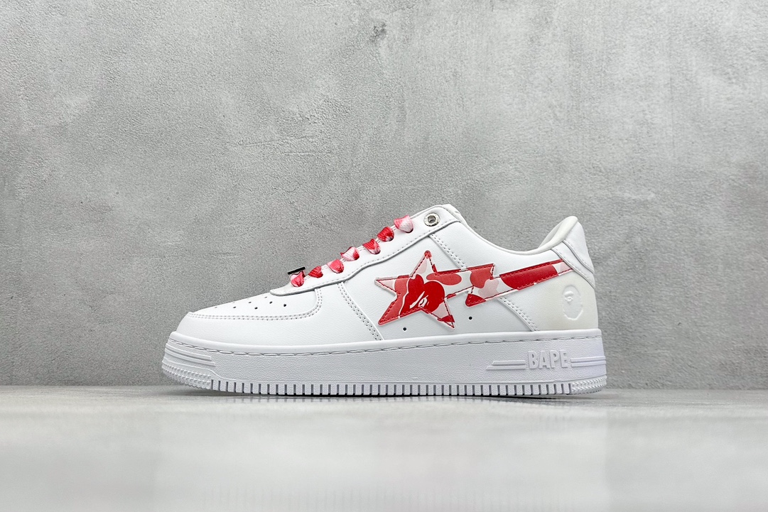 BAPE White & Red Camo Star Sneakers