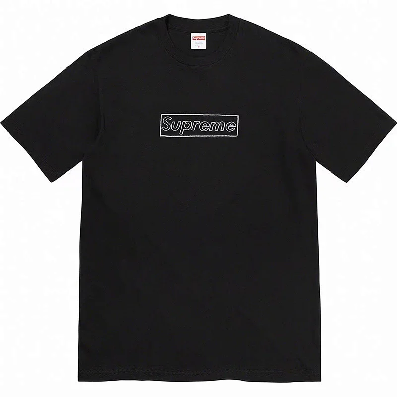 Supreme Black Embroidered Box Logo Tee
