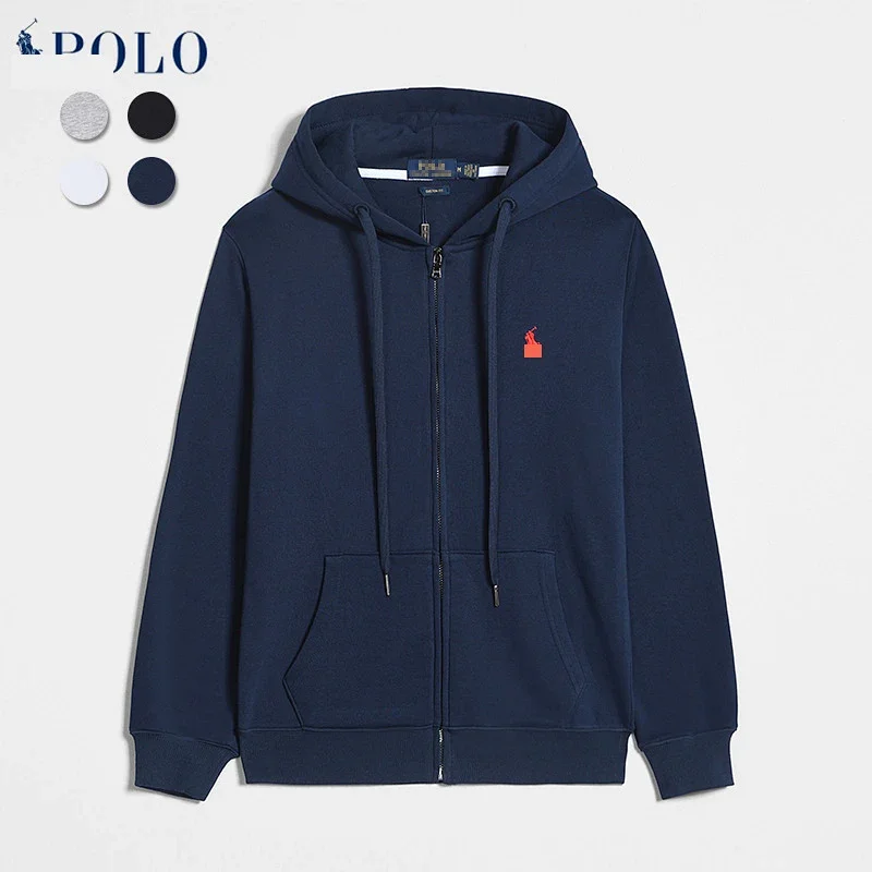 Polo Ralph Lauren  Navy Zip - Up Hoodie with Logo & Kangaroo Pocket