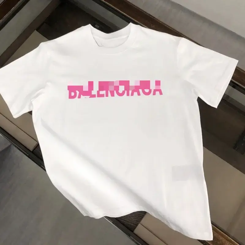 Balenciaga Pink Graphic White Tee