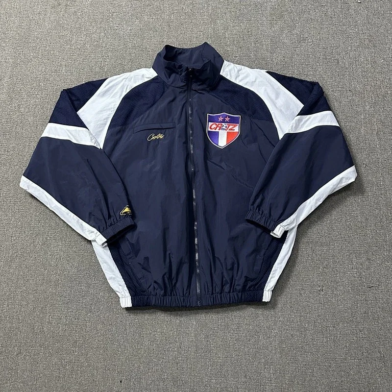 Chute Navy Blue & White CRUZ Logo Zip - Up Track Jacket