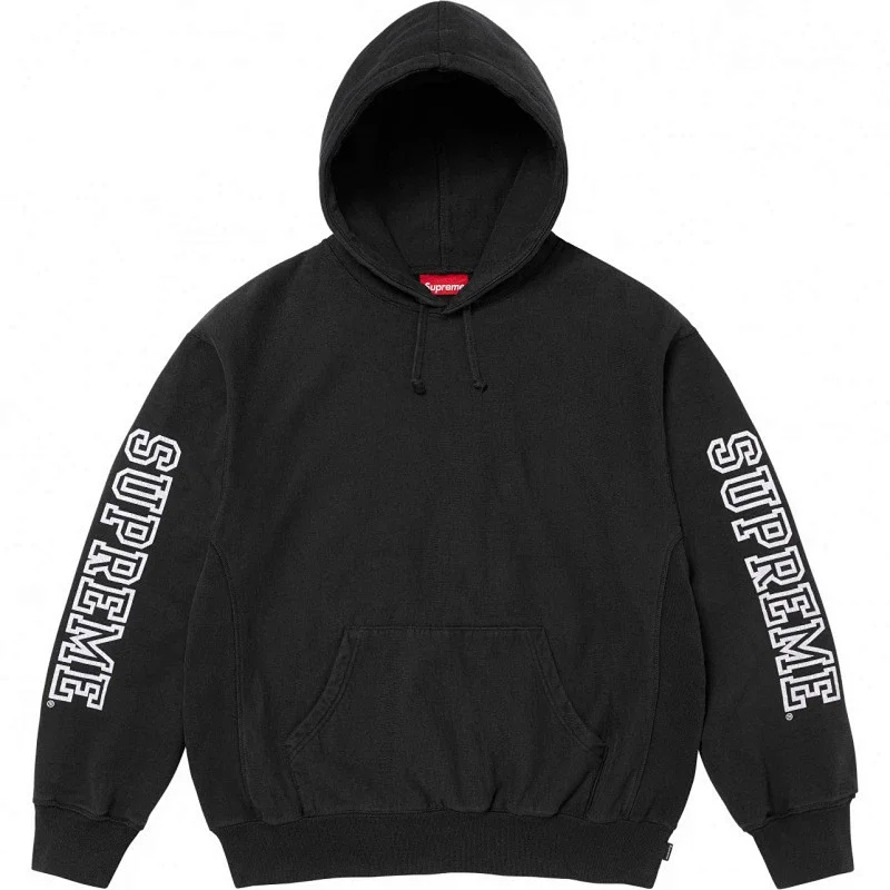 Supreme Black Hoodie with Supreme Sleeve Logo