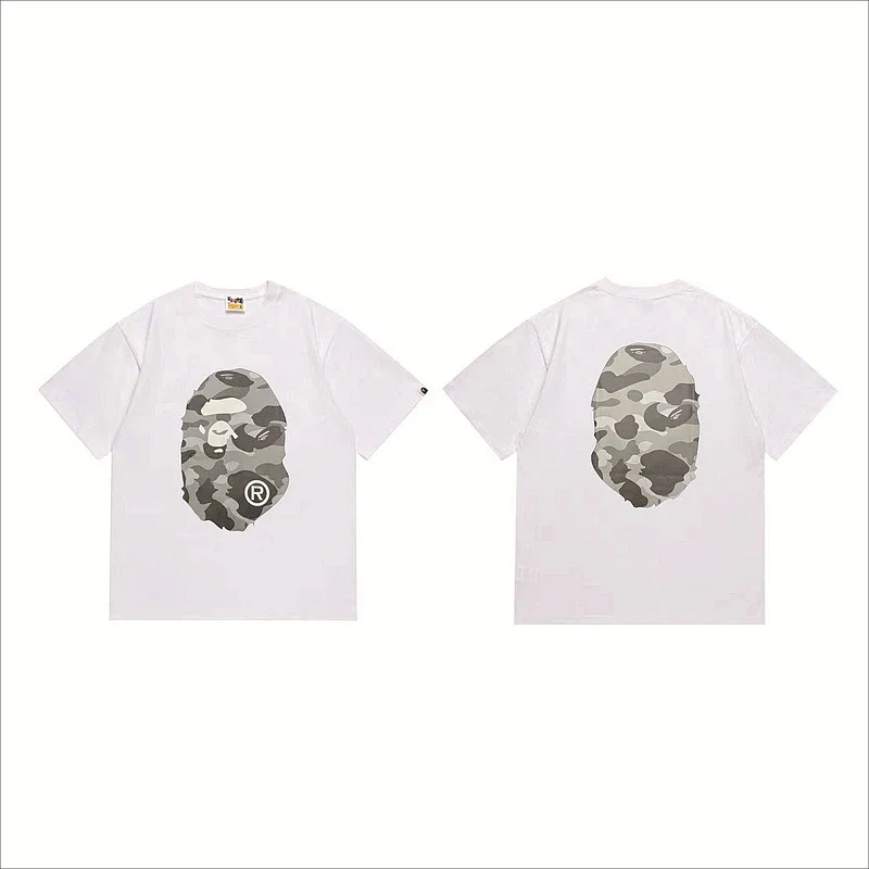BAPE White Camouflage Ape Head Graphic T - Shirt