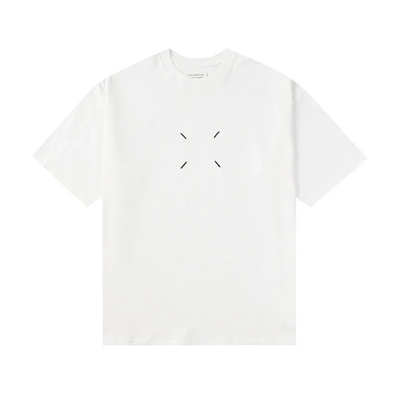 ADER ERROR White Short - Sleeve T - Shirt with Chest Cross Lines Design