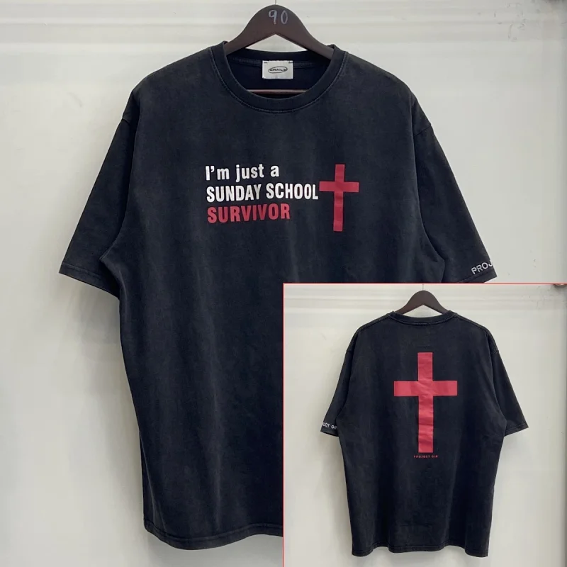 SundaySchoolSurvivor Black Sunday School Survivor Cross T - Shirt