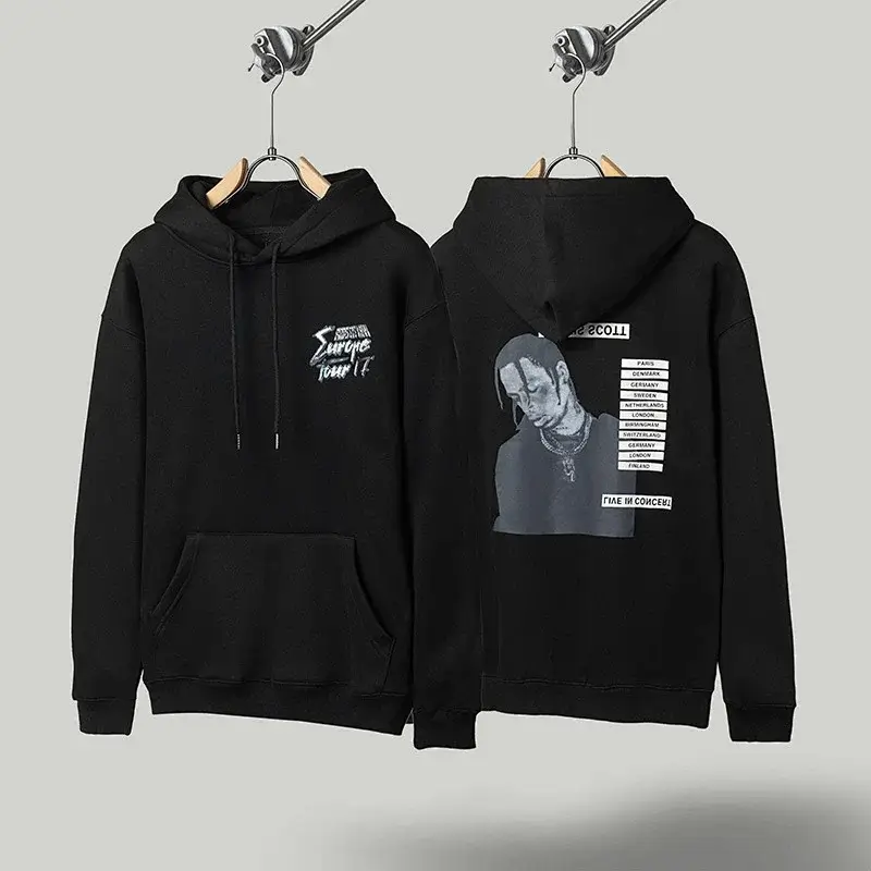 Travis Scott Black Hoodie Travis Scott Europe Tour Print