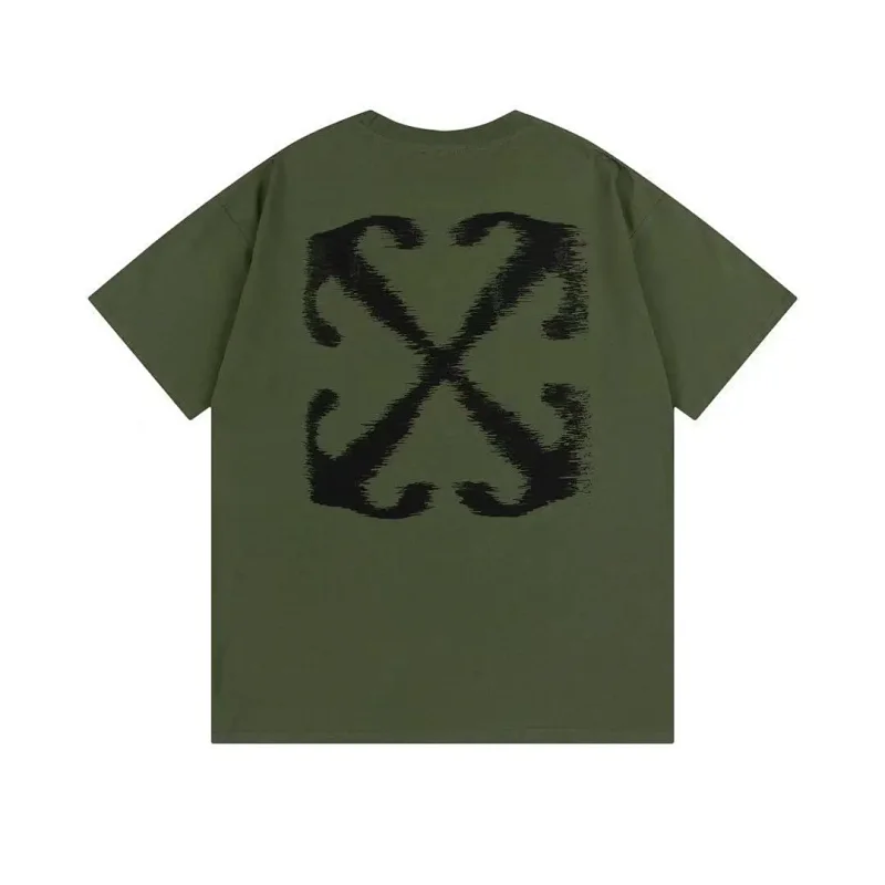 Off-White Olive Green Distorted Arrow Logo T - Shirt