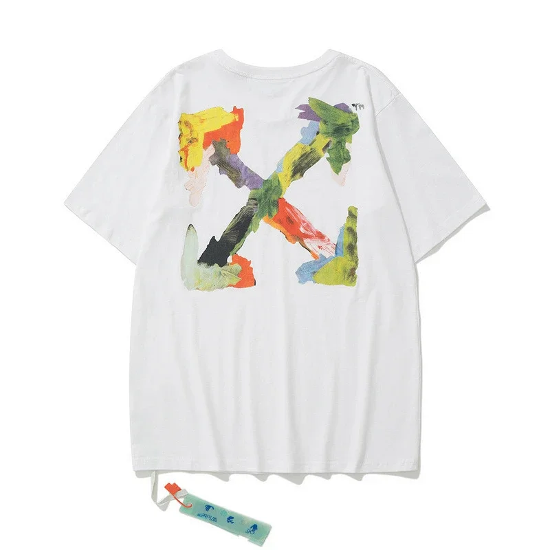 OFF-WHITE White T - Shirt with Colorful Artistic Arrow Graphic