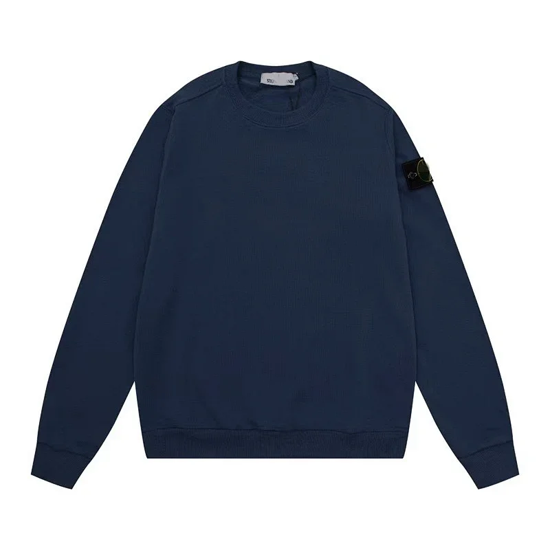 Stone Island Navy Blue Crewneck Sweatshirt with Compass Badge