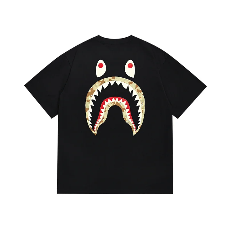 BAPE Black Shark Camo Mouth Graphic T - Shirt