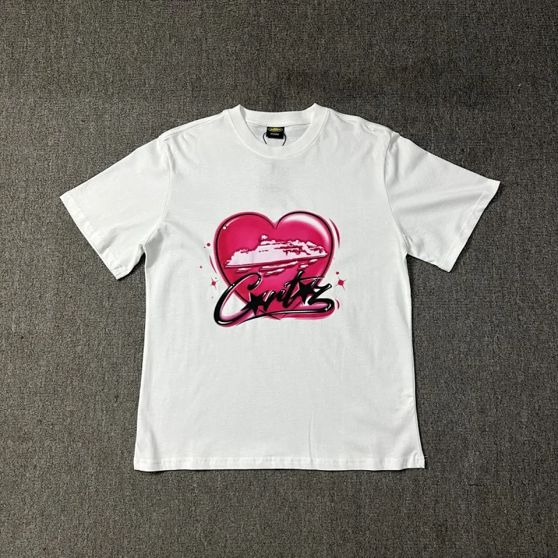 Cartelz White T - Shirt with Pink Heart & Ship Graphic