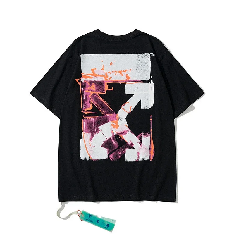OFF-WHITE Black Art Graffiti Arrow Print T - Shirt