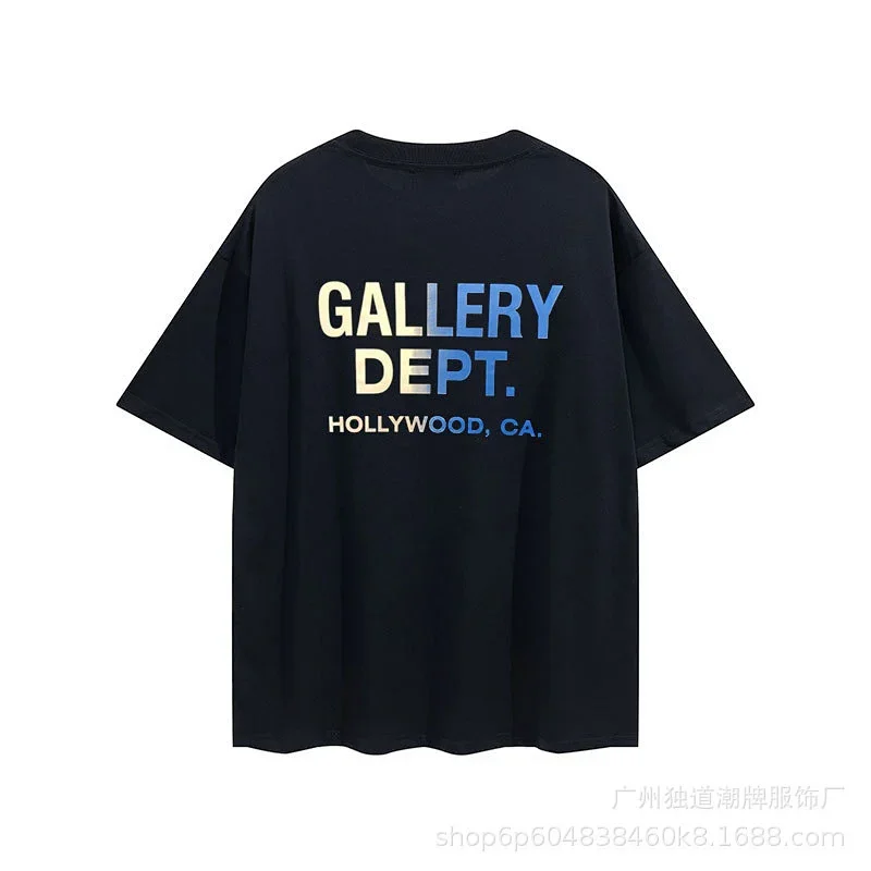 GALLERY DEPT. Black Oversized Short - Sleeve T - Shirt with Back Gradient "GALLERY DEPT. HOLLYWOOD, CA." Print
