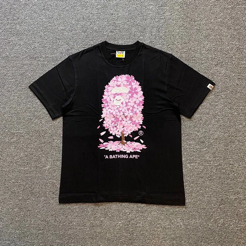 A BATHING APE Black Cherry Blossom Ape - Head Graphic T - Shirt