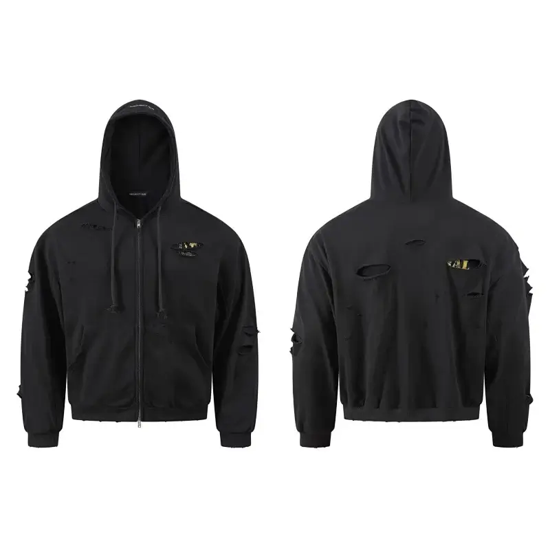 GRAILZ Distressed Zip-Up Hoodie