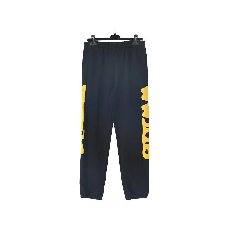 WTAPS Black Jogger Pants with Yellow Large Letter Print