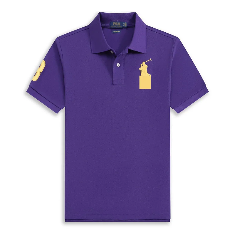 Polo Ralph Lauren  Purple Short Sleeve Polo Shirt with Gold Golf Figure & Number
