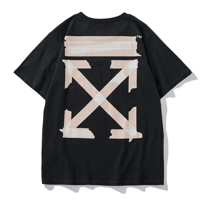 OFF-WHITE Black T - Shirt with Tape - Style Arrow Graphic